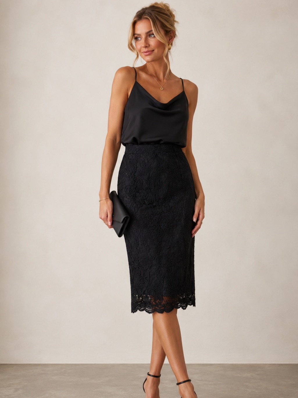 Kobi Halperin Madalynn Black Lace Midi Pencil Skirt Nwt Luxury Designer $448